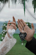 Wedding Gift Matching Heart Felt Bag Keychain for Bride & Groom