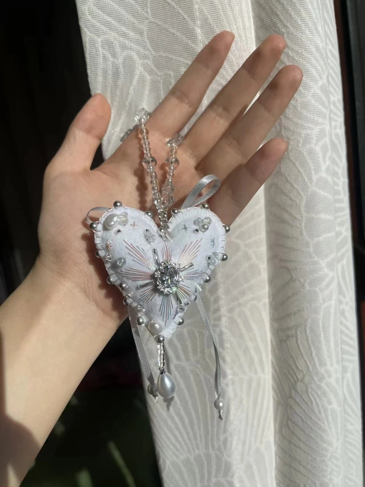 Wedding Gift Matching Heart Felt Bag Keychain for Bride & Groom
