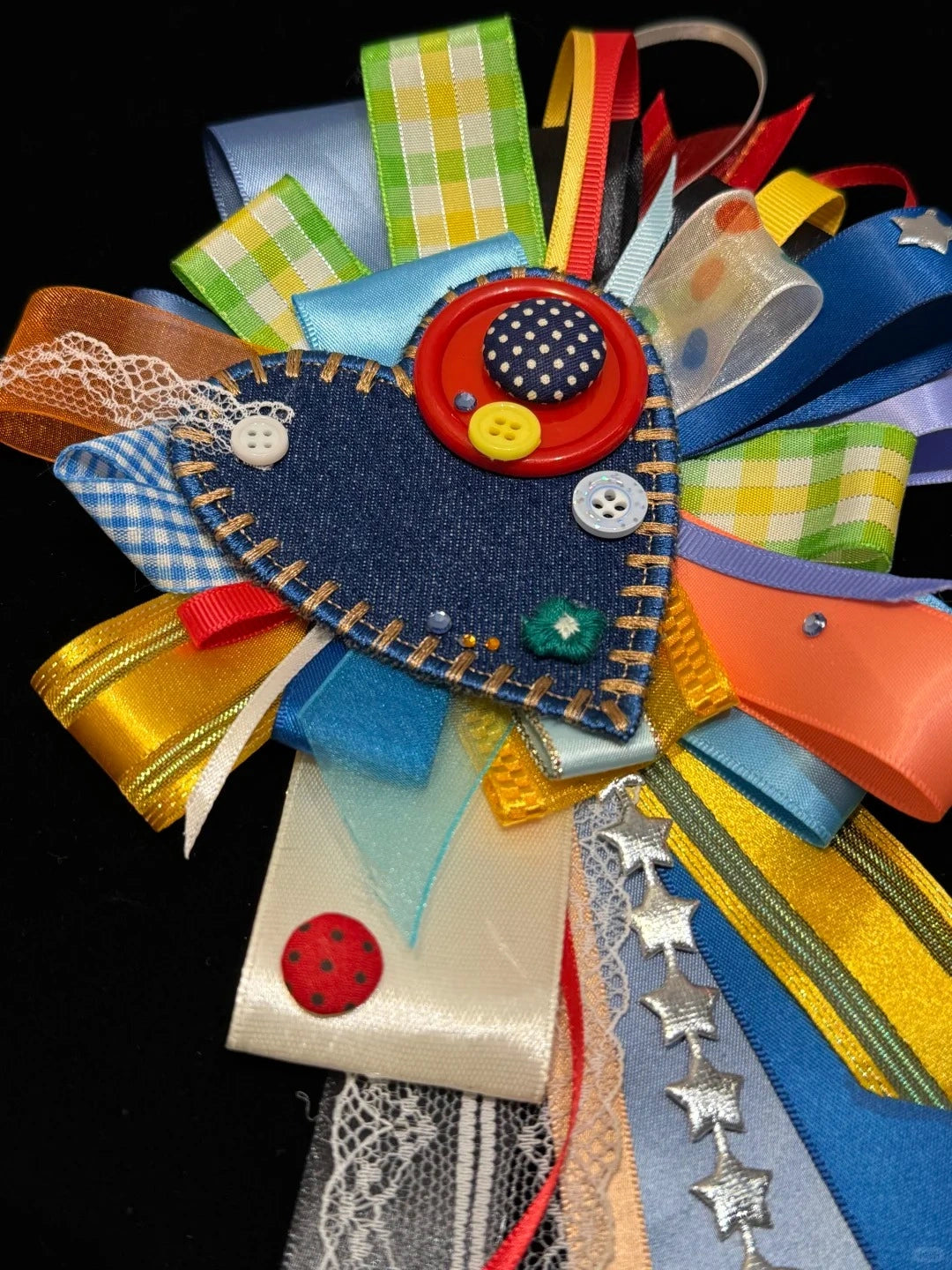 Colorful Patchwork Heart Fabric Corsage Pin