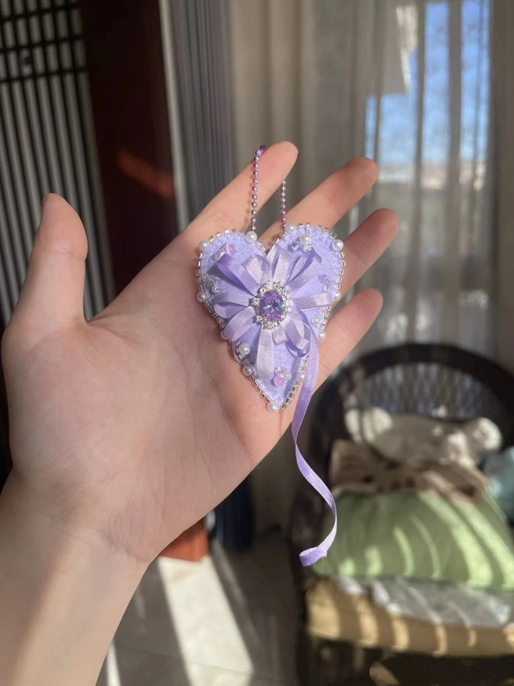 Personalized Handmade Purple Felt Heart Pendant Holiday Gift