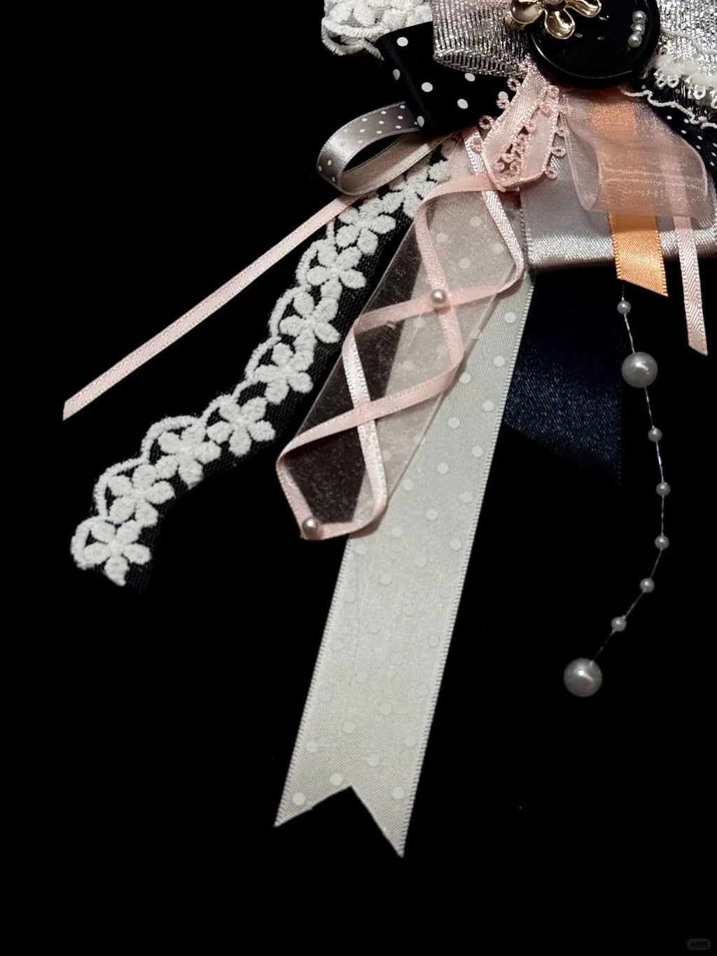Pink Gothic Lace Pearl Handmade Corsage Brooch