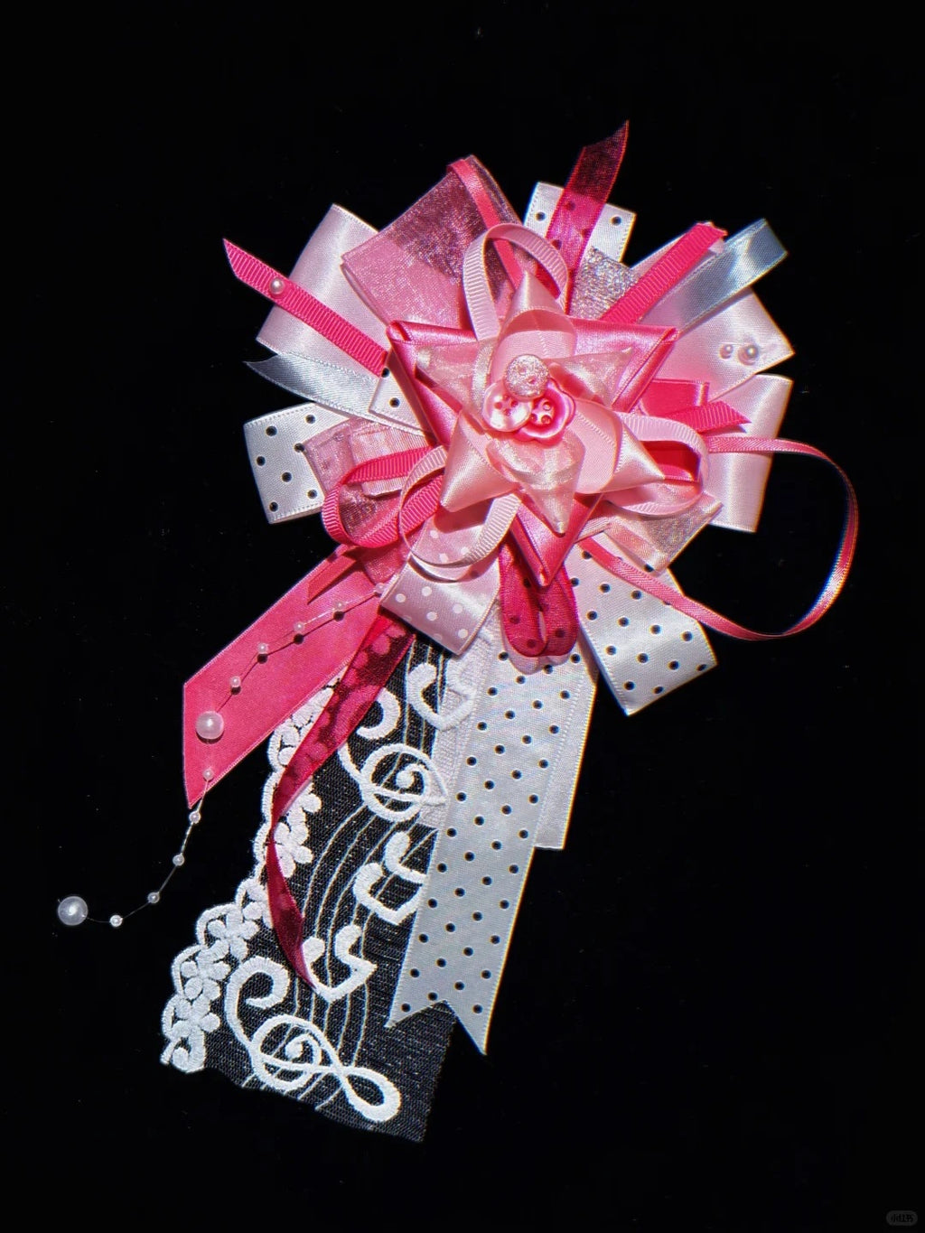 Music Note Lace Handmade Pearl Corsage Pin