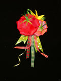Handmade Tomato Shaped Ribbon Corsage Brooch