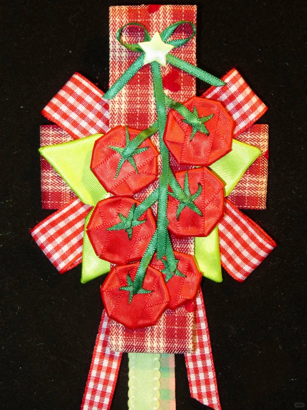 Farm Style Red Gingham Tomato Themed Decorative Corsage Pin
