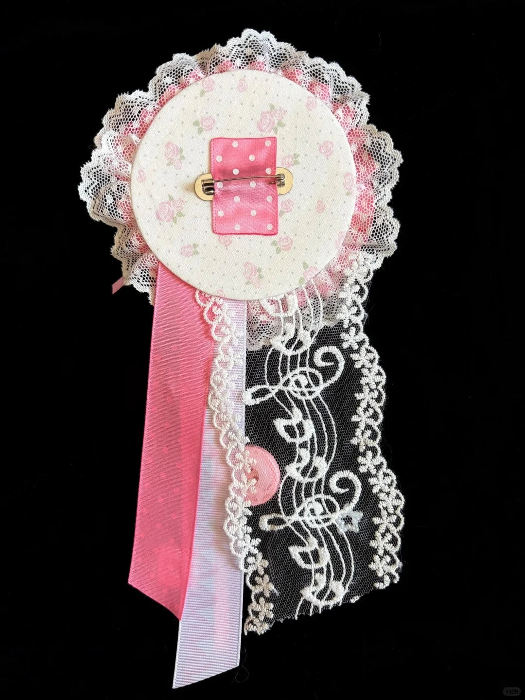 Lolita Style Heart Rose Lace Ribbon Decorative Corsage Pin