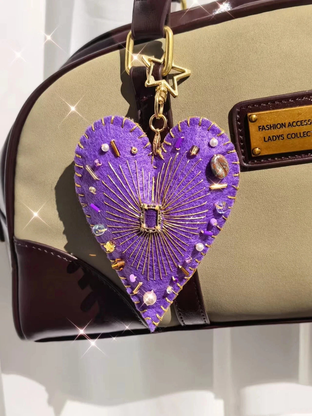 Handmade Luxury Tone Felt Heart Charm for Backpacks & Daily Handbags