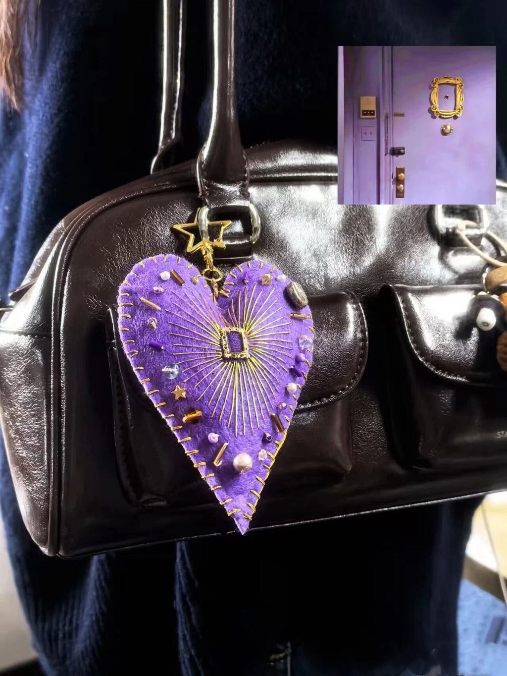 Handmade Luxury Tone Felt Heart Charm for Backpacks & Daily Handbags