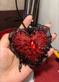 Vintage Dark Style Handcrafted Felt Heart Charm for Bags & Keys