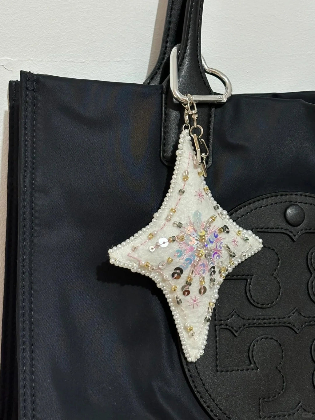 Sparkling Firework Motif Beaded Star Felt Pendant for Handbag Accessories