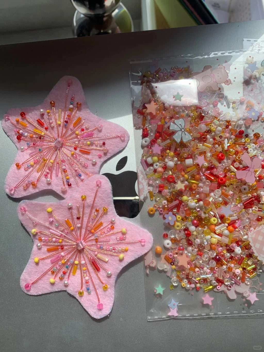Christmas Tree Hanging Sweet Pink Beaded Five-pointed Star Bag Charm