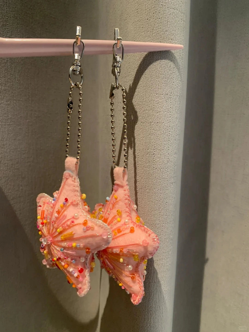 Christmas Tree Hanging Sweet Pink Beaded Five-pointed Star Bag Charm