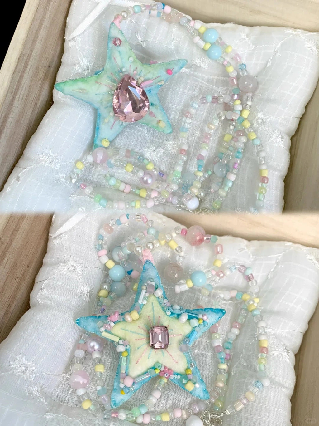Star Necklace Teardrop Crystal Multi Color Beaded Chain Pendant
