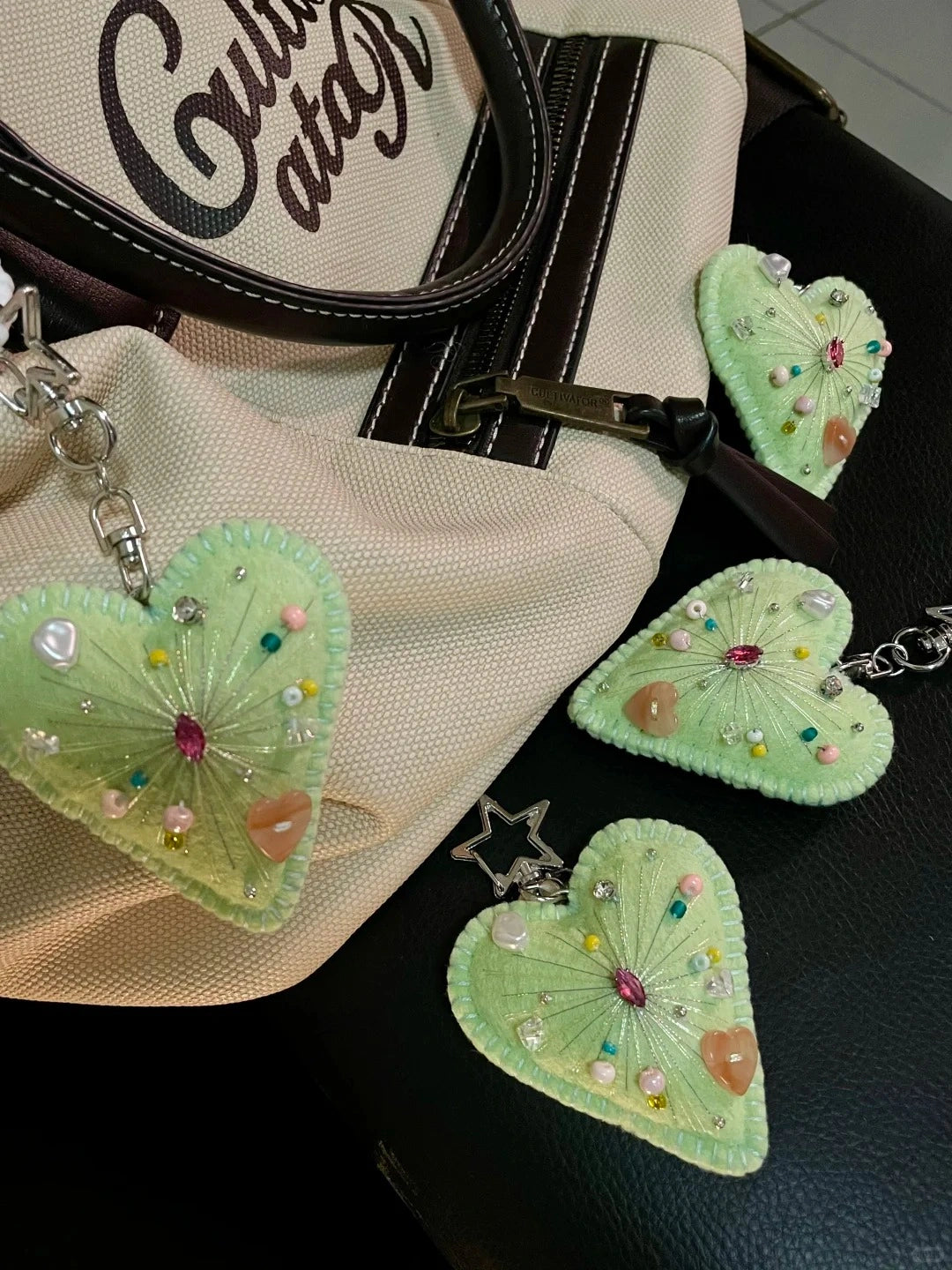 Handmade Felt Heart Keychain Bag Hanging Charm