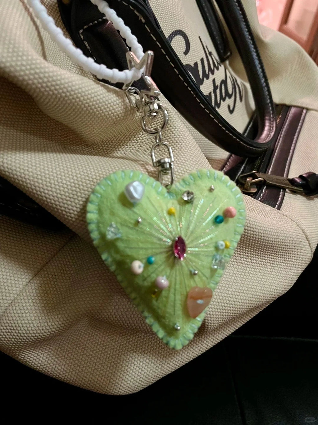 Handmade Felt Heart Keychain Bag Hanging Charm