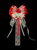 Christmas Red Polka Dot Bow Corsage Brooch Cute Holiday Decorative Lapel Pin