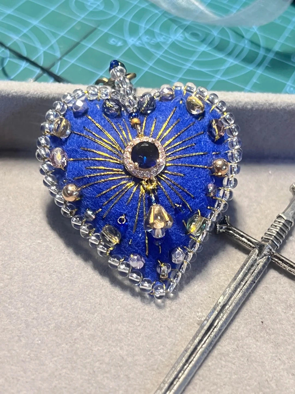 Sparkly Crystal Felt Heart Ornament Bag Charm Key Holder