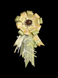Yellow Sage Green Lace Ribbon Corsage Brooch Pearl Decorated Graduation Wedding Lapel Pin