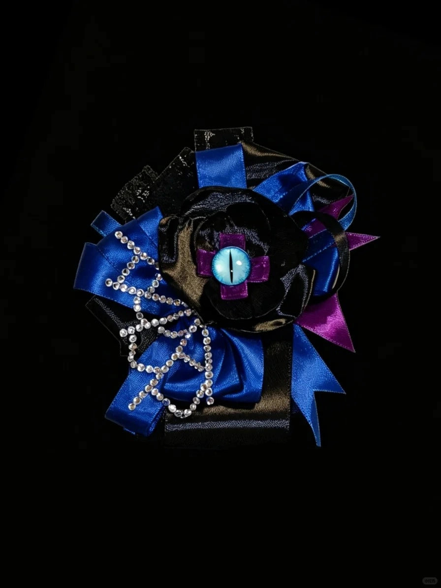 Evil Eye Gothic Ribbon Brooch – Punk Cosplay Halloween Decorative Lapel Pin