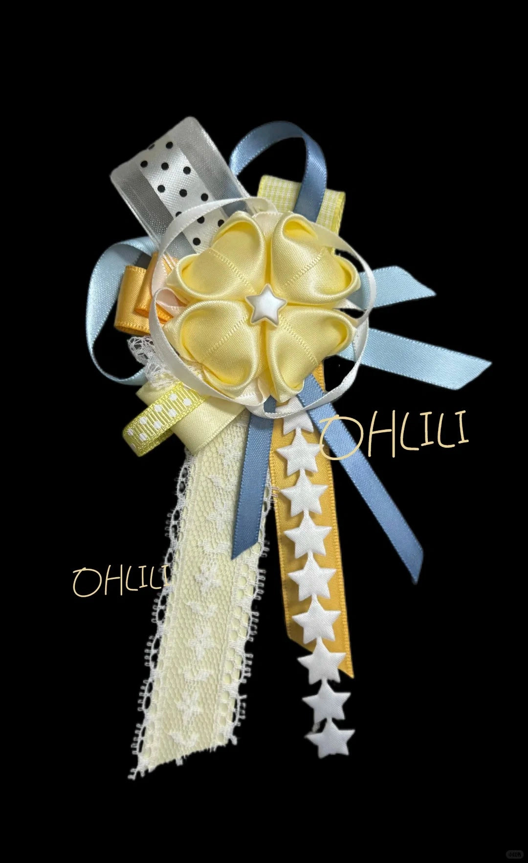 Fresh Pastel Tone Handcrafted Star Satin Flower Corsage Brooch