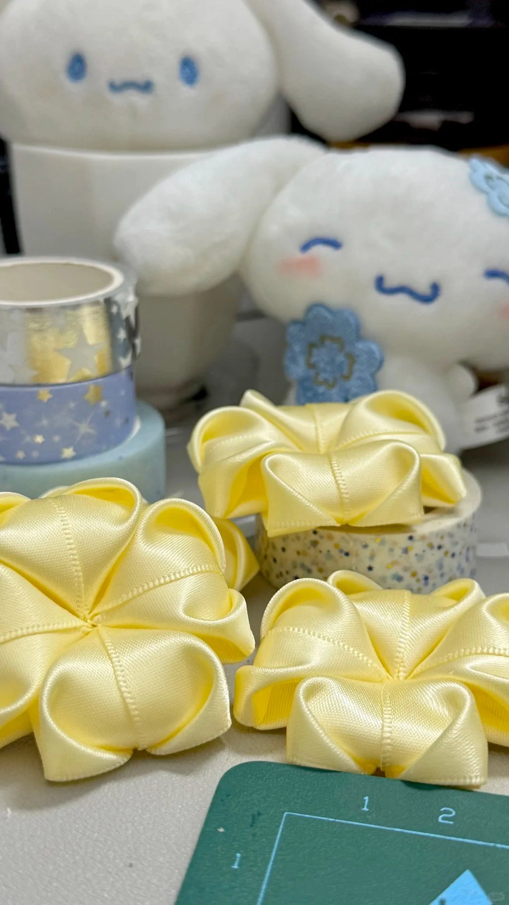 Fresh Pastel Tone Handcrafted Star Satin Flower Corsage Brooch