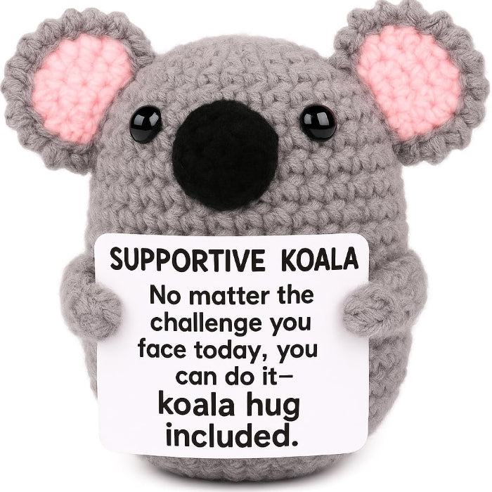 Handmade Crochet Positive Animal Plush with Inspirational Message Card