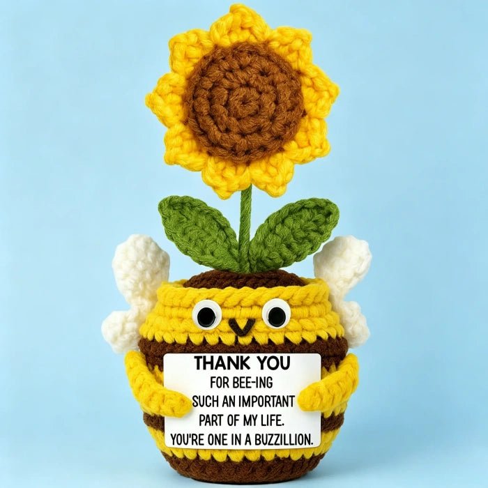 Handmade Crochet Potted Flower with Inspirational Message Card