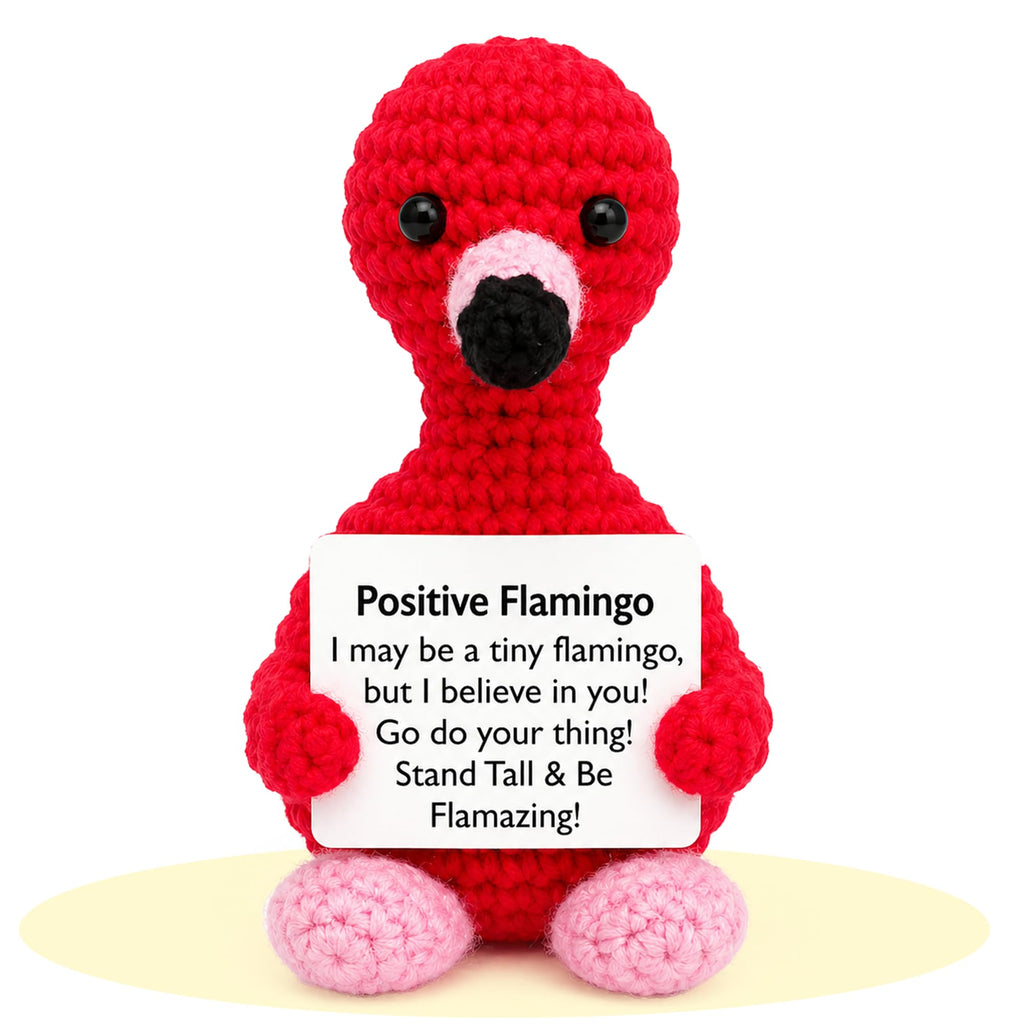 Handmade Crochet Positive Animal Plush with Inspirational Message Card