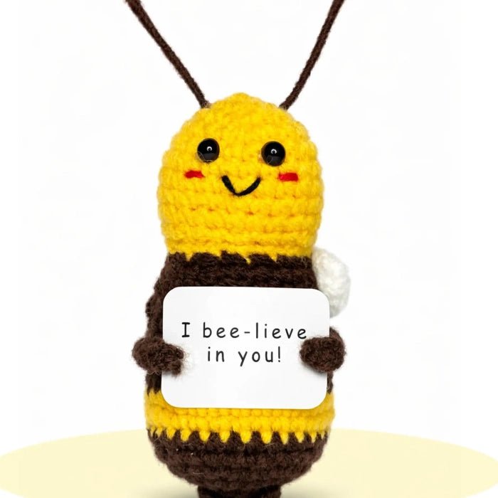 Handmade Crochet Positive Animal Plush with Inspirational Message Card