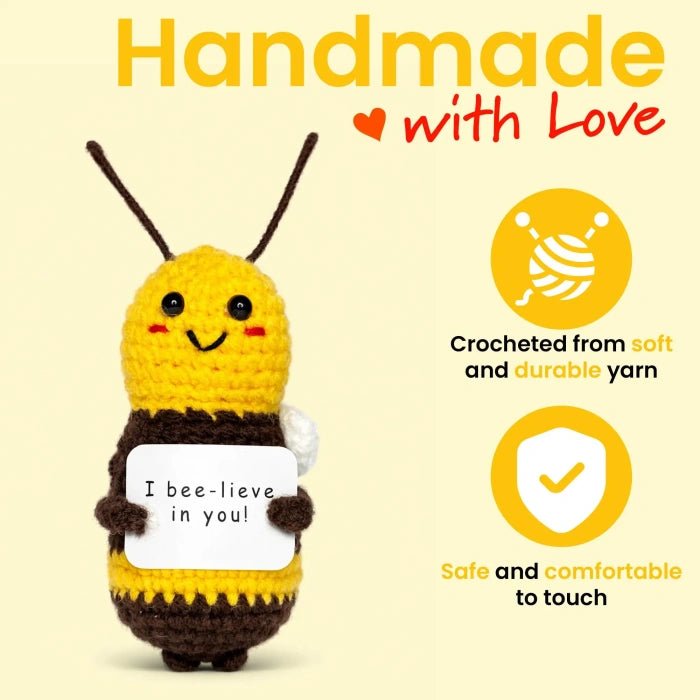 Handmade Crochet Positive Animal Plush with Inspirational Message Card