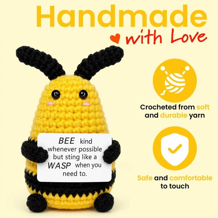 Handmade Crochet Positive Animal Plush with Inspirational Message Card