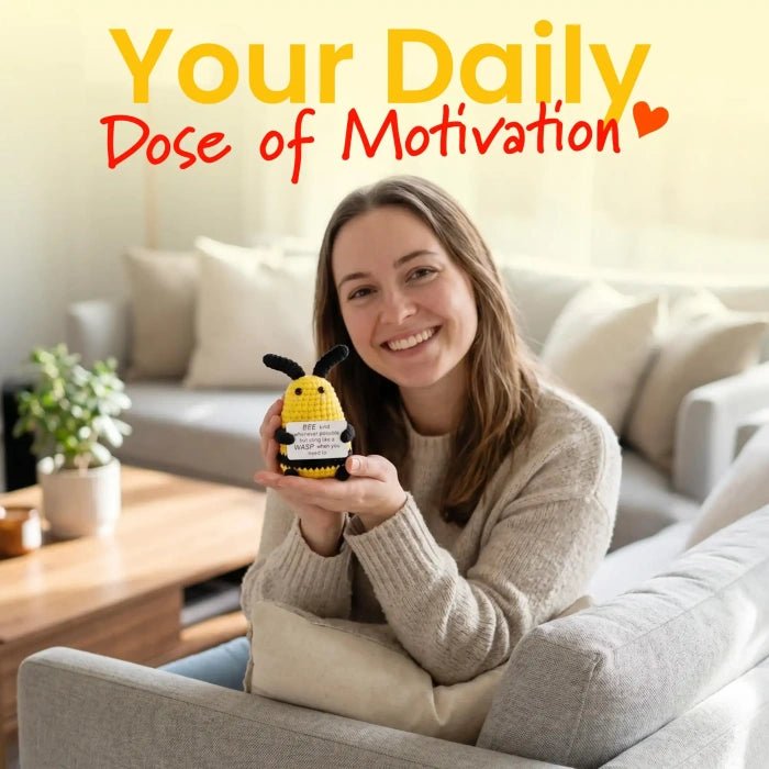 Handmade Crochet Positive Animal Plush with Inspirational Message Card