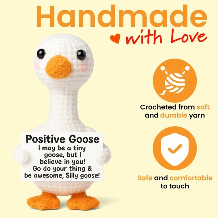 Handmade Crochet Positive Animal Plush with Inspirational Message Card