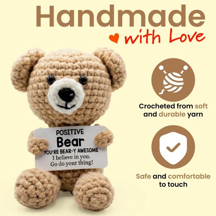 Handmade Crochet Positive Animal Plush with Inspirational Message Card