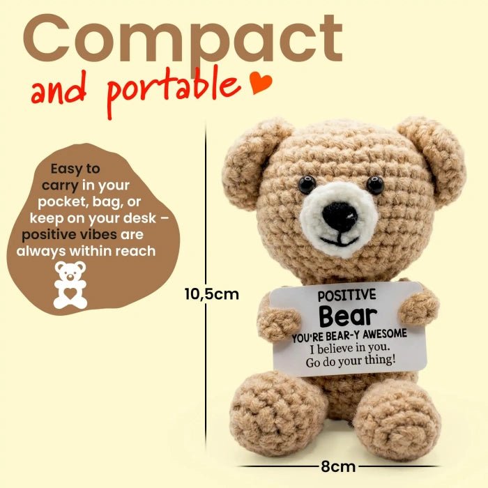 Handmade Crochet Positive Animal Plush with Inspirational Message Card