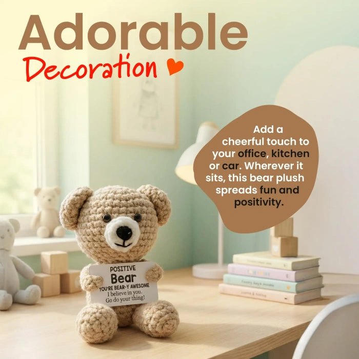 Handmade Crochet Positive Animal Plush with Inspirational Message Card