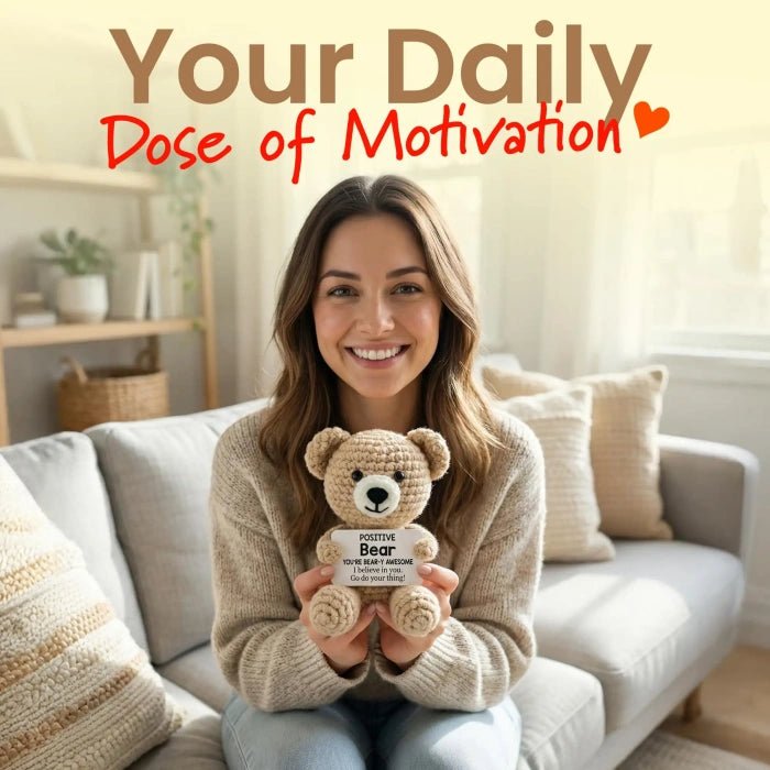 Handmade Crochet Positive Animal Plush with Inspirational Message Card