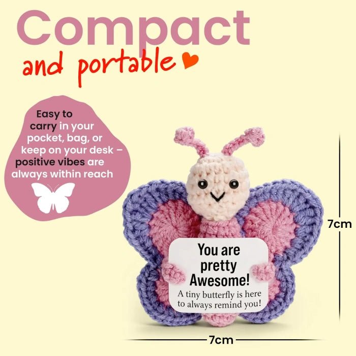 Handmade Crochet Positive Animal Plush with Inspirational Message Card