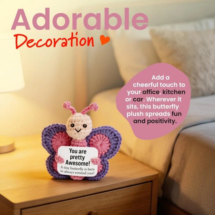 Handmade Crochet Positive Animal Plush with Inspirational Message Card