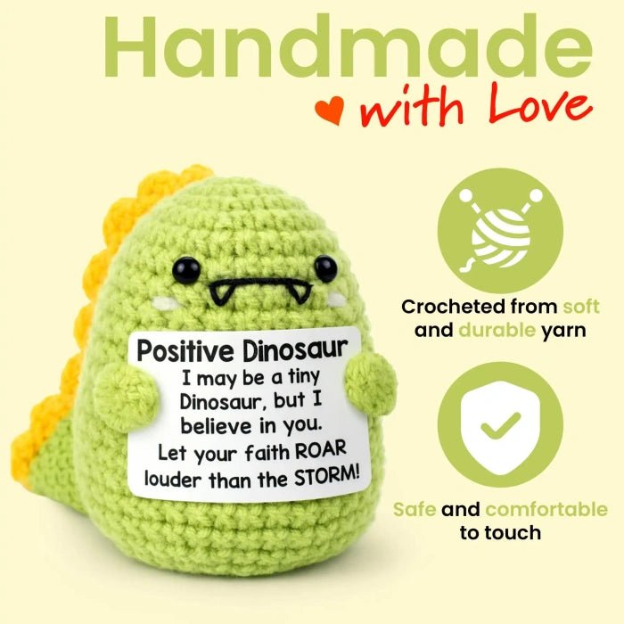Handmade Crochet Positive Animal Plush with Inspirational Message Card