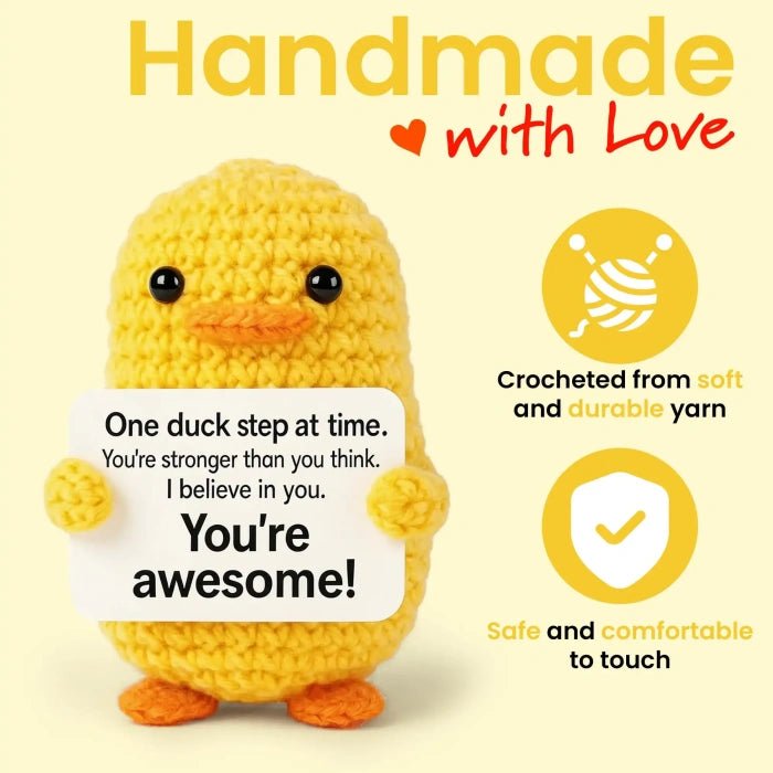Handmade Crochet Positive Animal Plush with Inspirational Message Card