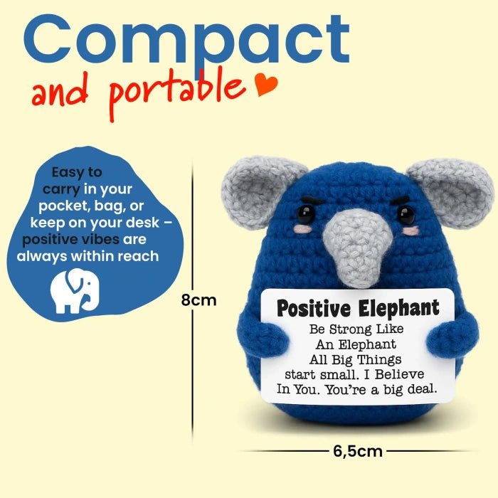 Handmade Crochet Positive Animal Plush with Inspirational Message Card