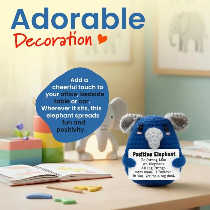 Handmade Crochet Positive Animal Plush with Inspirational Message Card
