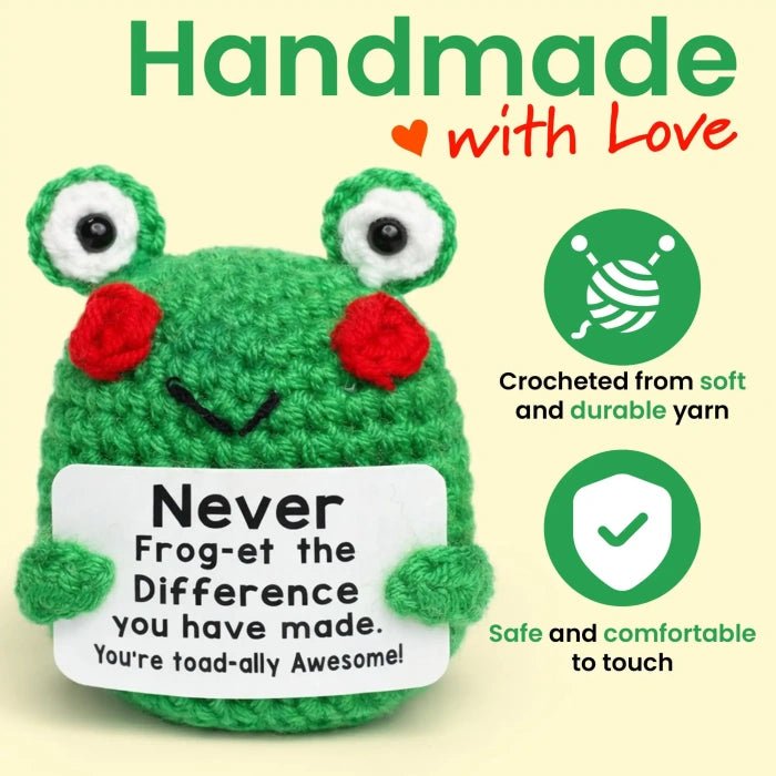Handmade Crochet Positive Animal Plush with Inspirational Message Card