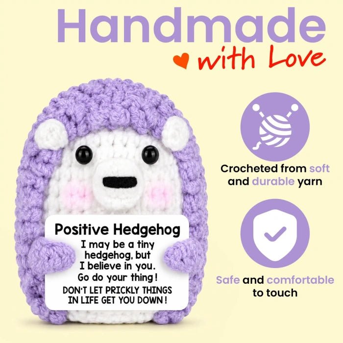 Handmade Crochet Positive Animal Plush with Inspirational Message Card