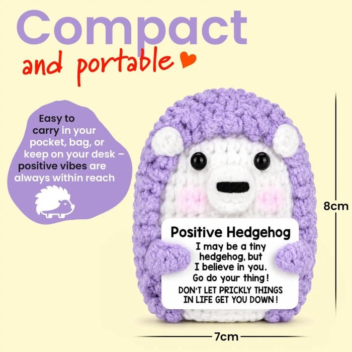 Handmade Crochet Positive Animal Plush with Inspirational Message Card