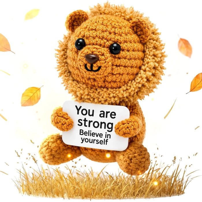 Handmade Crochet Positive Animal Plush with Inspirational Message Card