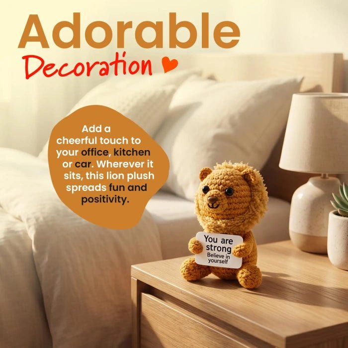 Handmade Crochet Positive Animal Plush with Inspirational Message Card