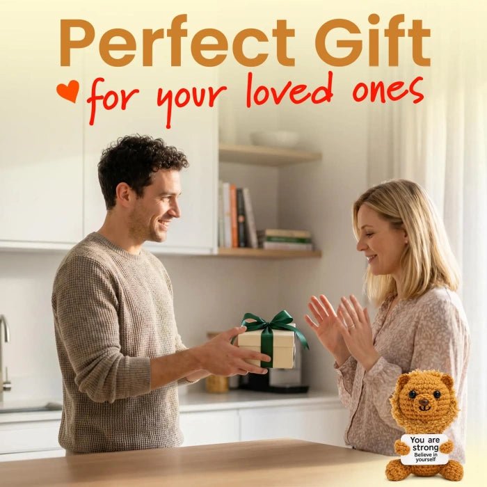 Handmade Crochet Positive Animal Plush with Inspirational Message Card