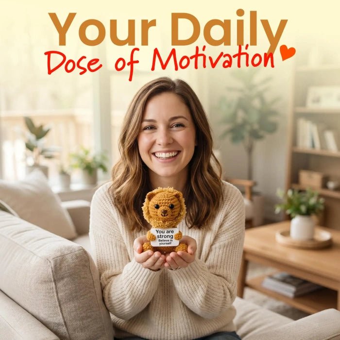 Handmade Crochet Positive Animal Plush with Inspirational Message Card