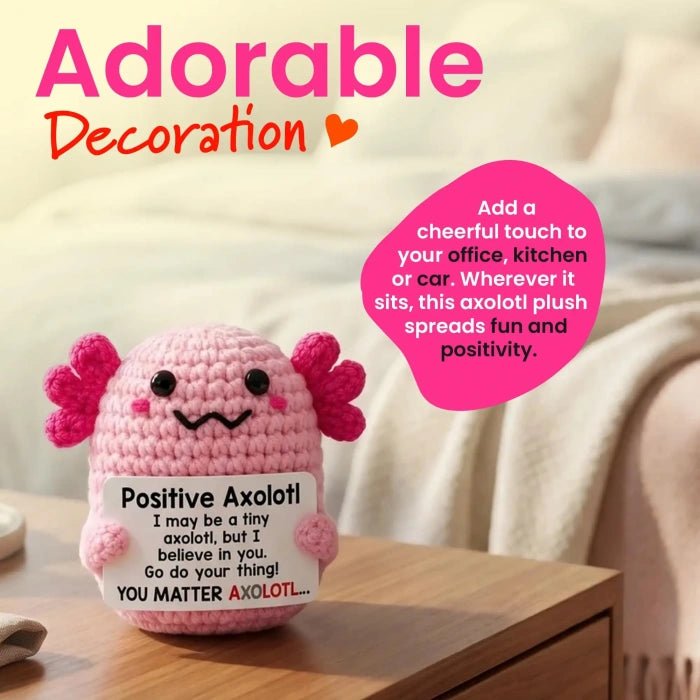 Handmade Crochet Positive Animal Plush with Inspirational Message Card